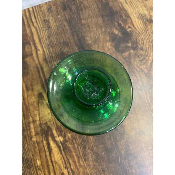 Blenko Style Handblown Deep Green Glass Candle Stick - Picture 5 of 6